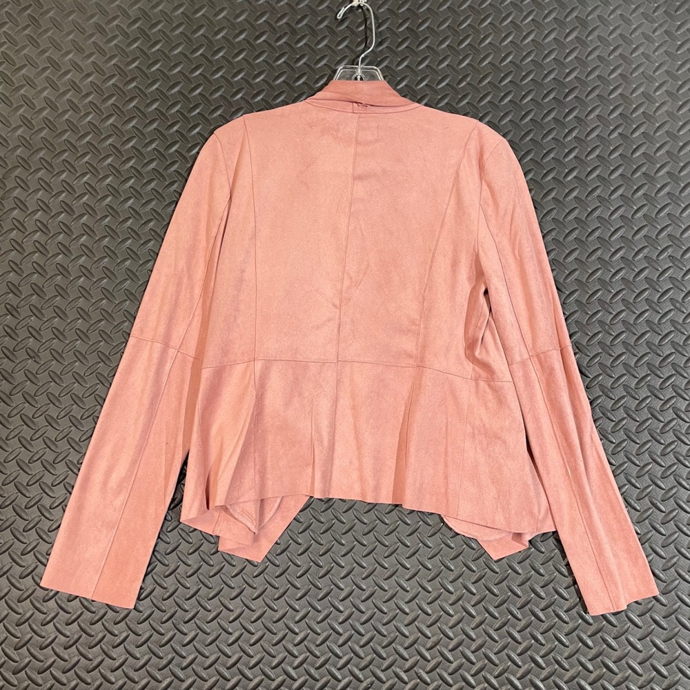 Bagatelle Collection Salmon Pink Faux Suede Open Moto Jacket Women's Size Small - Picture 2 of 8